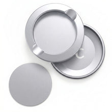 Z Caddy metal pouch can in silver, lid, disposal chamber and base shown separated from above