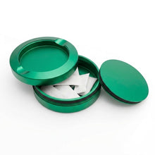 Z Caddy OG metal pouch can in green, open with pouches in the storage chamber